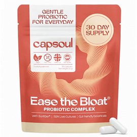 Capsoul Ease & Flow Live Cultures Complex for Women | 5 Billion Live Cultures, PHGG Prebiotic Fibre, Peppermint, Fennel, Chamomile, Zinc & Biotin | Vegan Food Supplement | 60 Capsules