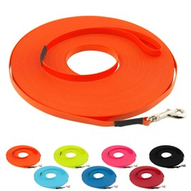 LENNIE Ultralight BioThane Recall Lead for Dogs up to 5 kg, 8 m Long, with Hand Loop, Neon Orange, Stitched, 9 mm