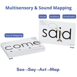 Eyewords Sight Word Flash Cards with Sound Mapping & Phonics, Set 1 (High-Frequency Words 1–50) - Picture-Embedded, Multisensory Learning for Pre K - Grade 3 - Homeschool & Classroom Use - Model EW-25
