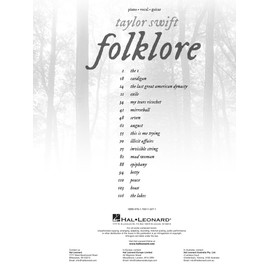 Taylor Swift - Folklore: Piano/Vocal/Guitar Songbook