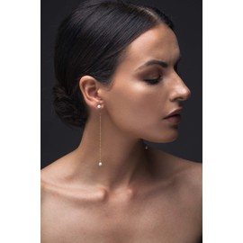 Handmade Drop Dangle Sterling silver dainty studs ear jacket pearl earrings double pearl front back earring jackets pearl threader earrings statementlong