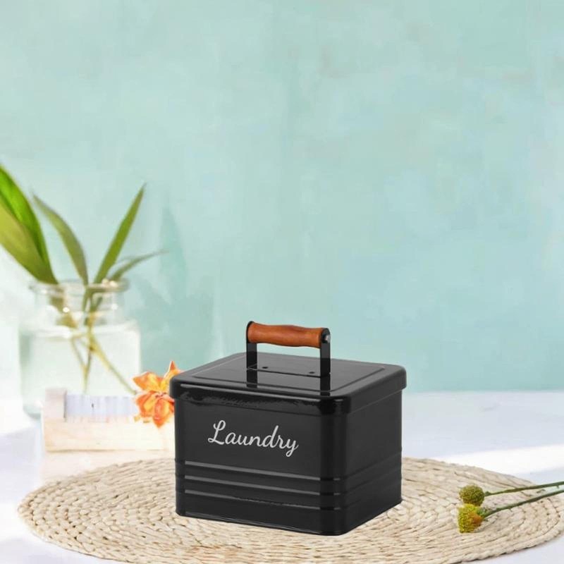 Qianly Laundry Pods Organizer with Wood Handle for Countertop Use,