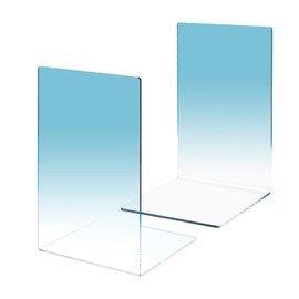 Honagu Book Ends, Acrylic Bookends, Clear Book Ends for Shelves, Desk Book Organizer, Book Holder Stand Decorative for Heavy Books, CDs, Video Games (1 Pair/2 Pieces, Gradient Sky Blue)