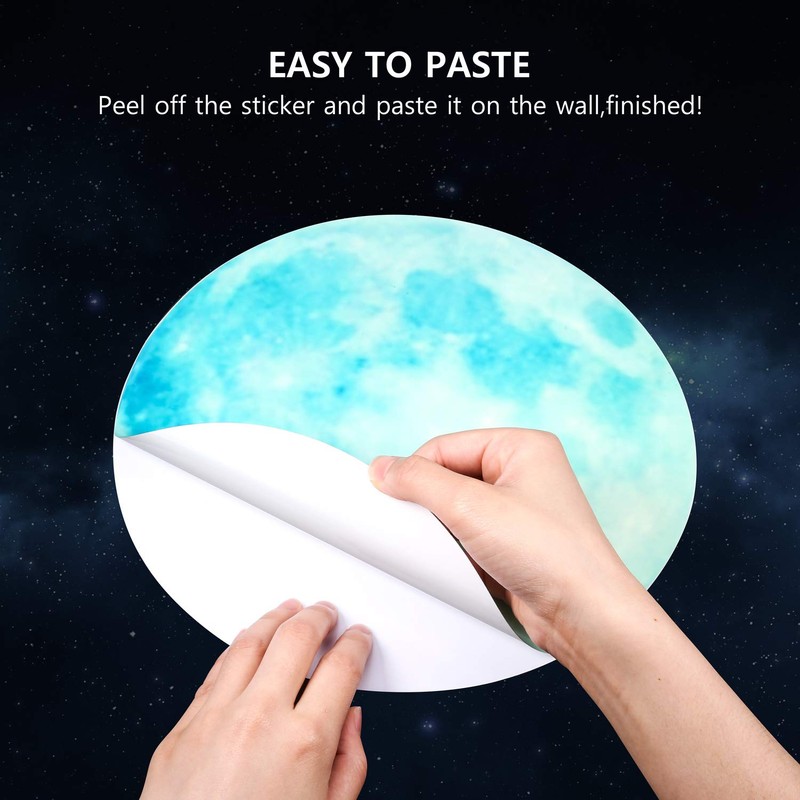 Yosemy Fluorescent Wall Stickers, Moon and Stars, 563 Luminous and