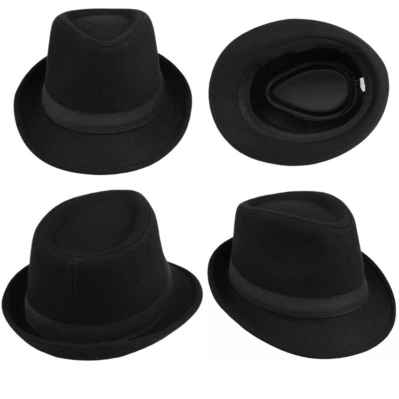 Vikodah Kids-Boys Classic Panama-Fedora-Hat Trilby Manhattan-Structured Jazz Wool Cap 3-6Yrs