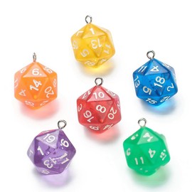 Sparkeads 20 Pcs Polyhedral D20 Dice Charms for Table Games 20 Sided Faceted Game Dice Acrylic Charms for Key Chains Jewelry Crafts Pens Decoration Acrylic No