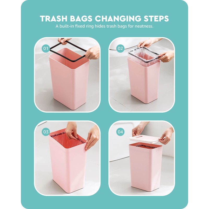 Baffect Small Trash Can with Lid Waste Basket Bathroom Garbage