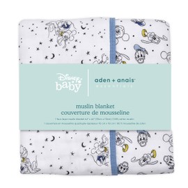 aden + anais Dream Blanket, Boutique Muslin Baby Blankets for Girls & Boys, Ideal Lightweight Newborn Nursery & Crib Blanket, Unisex Toddler & Infant Bedding, Shower Gifts, Mickey and Goofy Star Gazer