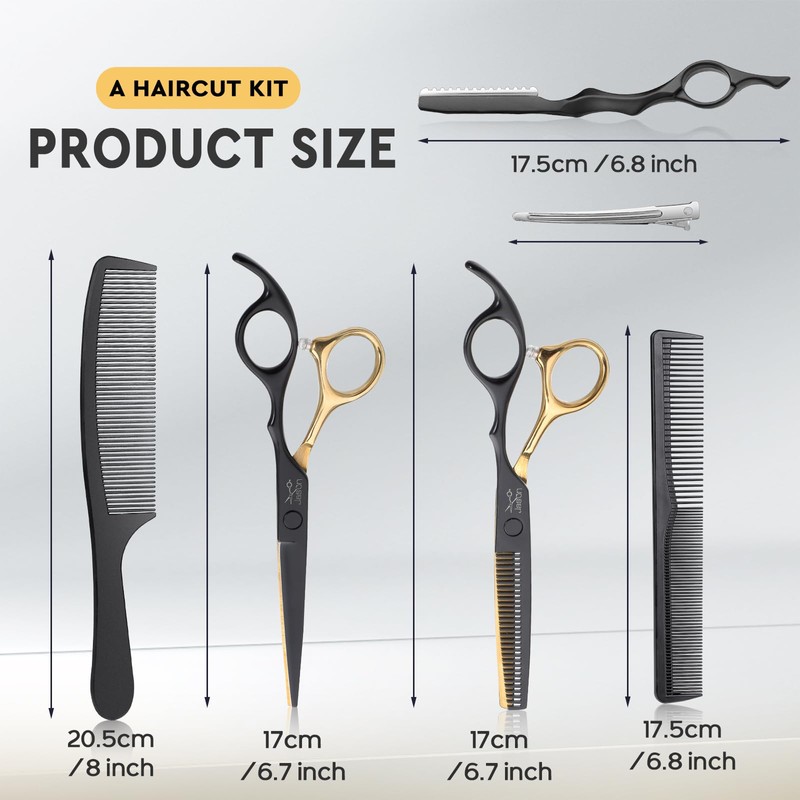 JASON Hair Cutting Scissors Kit - Professional 10 PCS Haircut