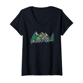 Womens Mount Pilchuck Washington Flag Mountains State Souvenir Gift V-Neck T-Shirt
