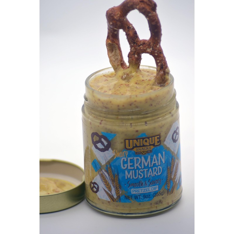 Unique Snacks Sharp German Mustard Dip, Whole Grain Mustard Seeds,