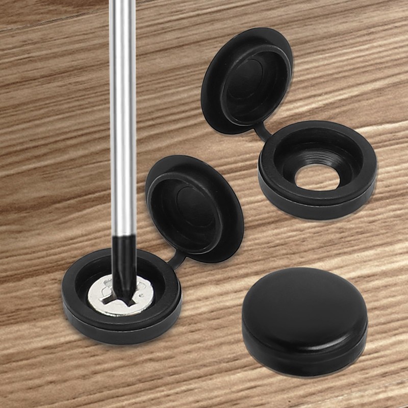 200 Pcs Plastic Screw Head Covers, Black Screw Caps, Fold