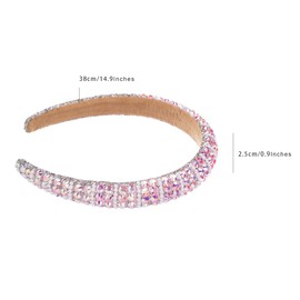 scicent Hairbands Non-Slip Wide Cute Headbands Pink Head Band Embellished Beaded Hair Band Bling Bling Diamond Headhoops Wedding Hair Decoration - 26506