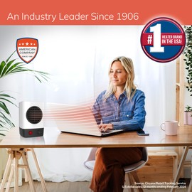 Lasko MyHeat Mini Personal Ceramic Space Heater for Home, Energy Efficient, Overheat Protection for Bedrooms, Offices, 6.2 Inches, 400W, White, 201