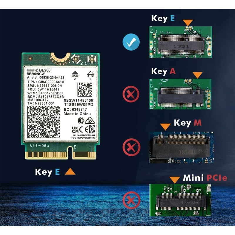 Intel Wi-Fi 7 BE200NGW 802.11BE 9300Mbps WiFi Card Bluetooth 5.4