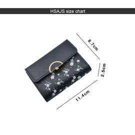 HSAJS Women's Short Mini Purse for Women Made of Smooth and Soft PU Leather, 3 Colours with Multiple Compartments and Card Slots, Coin Pocket Purse, black, Modern