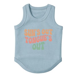 Poocii Cute Dog Clothes, Ribbed Tank Top T Shirt for Small, Medium or Large Pets, Breathable & Soft Cotton Blend (Blue, Suns Out Tongues Out, XL)