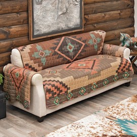 BLACK FOREST DECOR Sierra Crosses Sofa Cover - Southwest Microfiber Reversible Furniture Protector, 127" W x 77" L