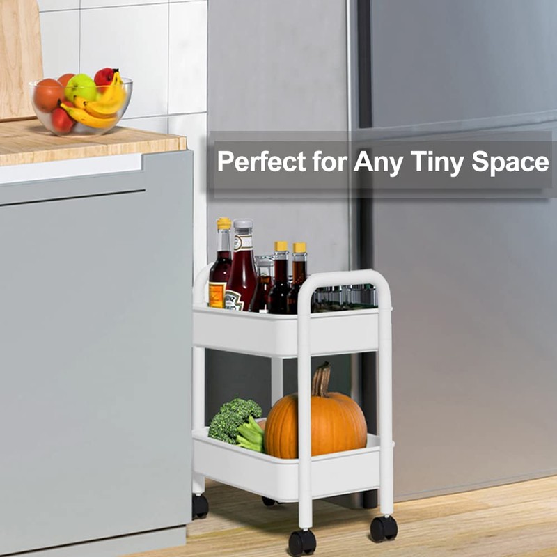 Melody House 2-Tier Utility Rolling Cart Storage Organizer Sofa Side