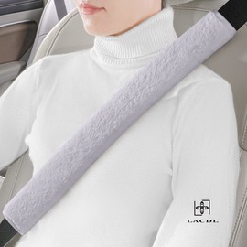 LACDL Extra Long Seatbelt Cover Super Soft Furry for Adults Kids Women & Men, Thick Plush Full Car Seat Belt Strap Cushion, Fluffy Shoulder Pad Protector, Auto Interior Accessories, 1pc, Grey, 19.5in