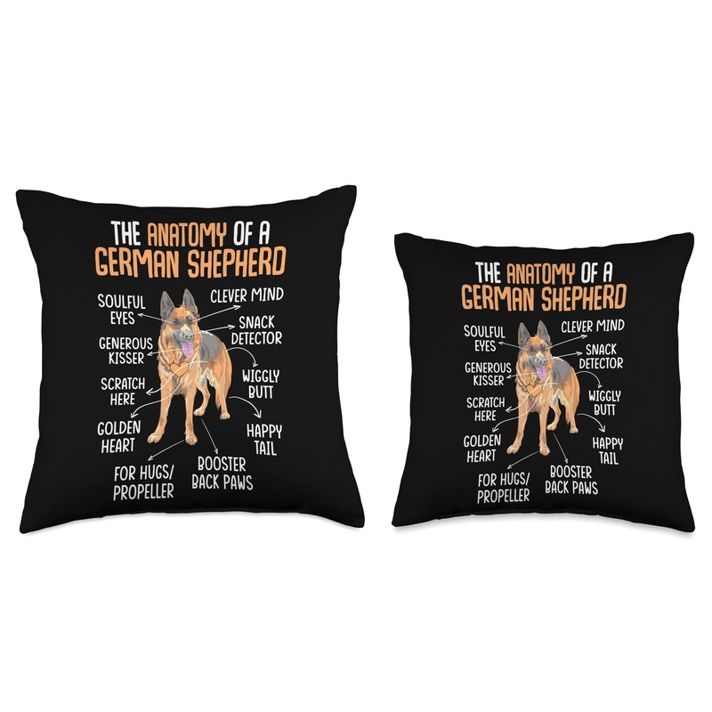The Anatomy Of A German Shepherd Throw Pillow