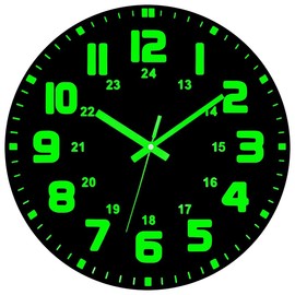 RIUKASIN Vinyl Record Luminous Clock, 12 inch Silent Non Ticking Battery Driven Clock, Energy Absorbing Luminous Digits and Hands, Luminous Wall Clock Decoration! Great Gift!