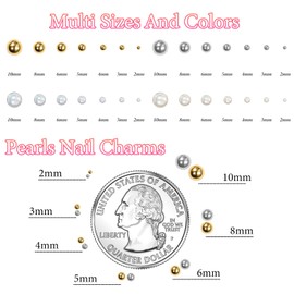 60g Silver Gold Pearls for Crafting, Gold Silver White Beige Pearls Gems for Nails Art, Pearl Nail Charms Half Pearl Bedazzling Gems for Nails DIY Crafts Mugs Tumblers Clothes Makeup