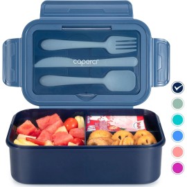 Caperci Classic Bento Box 47oz, 3-Compartment Leakproof Lunch Box with Utensils