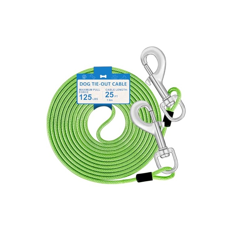 25ft Dog Tie Out Cable, Dog Leash Heavy Duty Tie