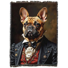 Pure Country Weavers Lord French Bulldog Blanket - Royal Gift for Dog Lover - Cotton Tapestry Throw - Made in The USA - 72"x54"
