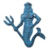 Blue Cast Iron King Neptune Wall Hooks, Set of 2,