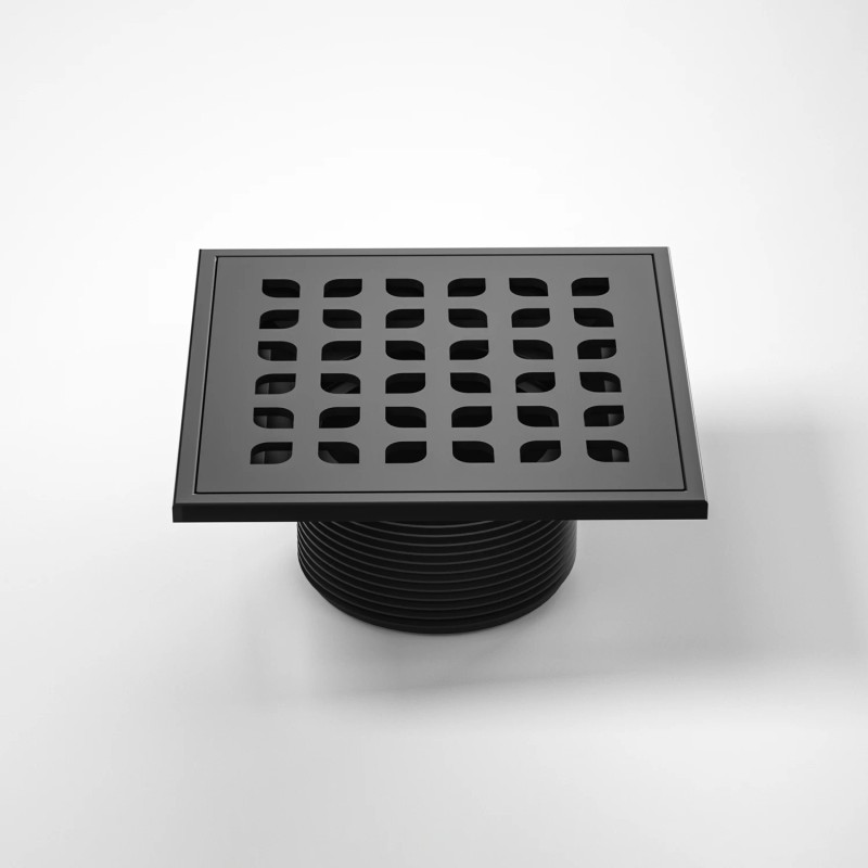 NEODRAIN 6x6 Inch Black Square Floor Drain with ABS Base