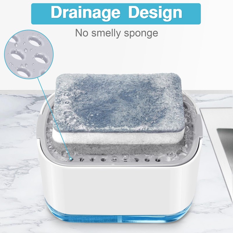 Alyvisun, Soap Dispenser Kitchen, Dish Soap Dispenser with Sponge Holder,