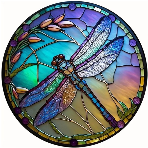 CXYQLC DIY 5D Diamond Painting Kits for Adults Diamond Art Dragonfly Stained Glass Diamond Painting Full Drill Crystal Rhinestone Embroidery Craft Kits for Home Wall Decor Gifts 11.8x11.8inch