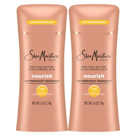 SheaMoisture Antiperspirant Deodorant Stick Moisturizing Raw Shea Butter & Hyaluronic Acid 2 Count for 48HR Sweat & Odor Protection with No Parabens & No Mineral Oil 2.6 oz