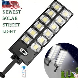 3200W Solar Street Lights Outdoor - 6500K Solar Lights Outdoor Waterproof Dusk to Dawn, Commercial Solar Parking Lot Lights with Motion Sensor, Solar Powered LED Street Light for Yard, Basketball Court, Road, Playground - SIZE: 1PACK  Bulb style A
