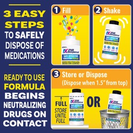 RX Pill Disposal, Starts Working on Contact, Safe Effective Eco-Friendly, Prescription Drug Destroyer with Easy-to-Use Funnel (Pack of 6 with 2 Funnels)