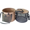 Stability1_ Folding Bucket Camping Outdoor Mesh Pocket, Multi-functional Bucket, Brown,