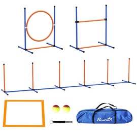 4 Pieces Dog Agility Training Equipment, Dog Obstacle Course Starter Kit, Pet Outdoor Games Indoor & Backyard for Active Dogs - Orange