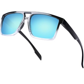 BIRCEN Polarized Sunglasses for Men UV-Protection: Sport Square Black Shades for Men Golf Fishing Motorcycle