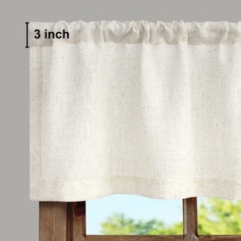 Natural Linen Window Valance for Kitchen 3 Inch Rod Pocket Semi Sheer Light Filtering Boho Rustic Farmhouse Cream Valance Curtain Topper for Bedroom Living Room Dining Bathroom 18 Inch Length Ivory