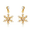 Polished Crystal Gold Tone Snowflake Dangle Earrings