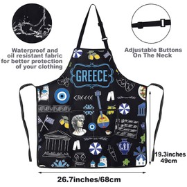 MYSOMY Greece Kitchen Apron Greek Cooking Apron Greece Themed Gifts Greek Apron For Women Men (Greece bl UK2)