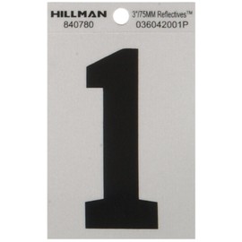 Hillman 840780 3" Black and Silver Reflective Poly-Film Adhesive Number 1