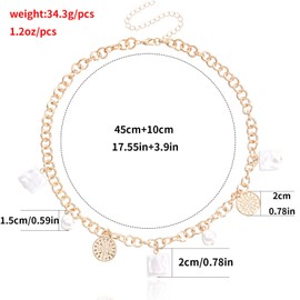 Stocking Stuffers Gifts for Women Charm Necklace for Women Gold Paperclip Chain Necklace Cherry Strawberry Pearl Coin Flower Bow Boot Conch Shell Necklace Colorful Fruit Choker Trendy Stuff