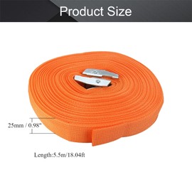 MroMax 0.98" x 18.04ft Lashing Straps Polypropylene Cam Buckle Lashing Straps 112lbs Load Cargo Tie Down Strap for Moving Cargo Orange 4Pcs