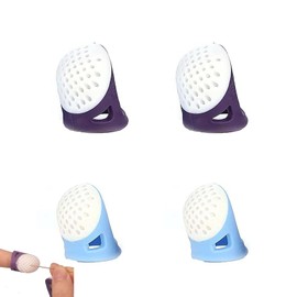 4 PCS Thimbles for Hand Sewing, Silicone Thimble, Silicone Sewing Thimble Finger Protectors, for Quilting, Embroidery, Needlework & DIY Crafts