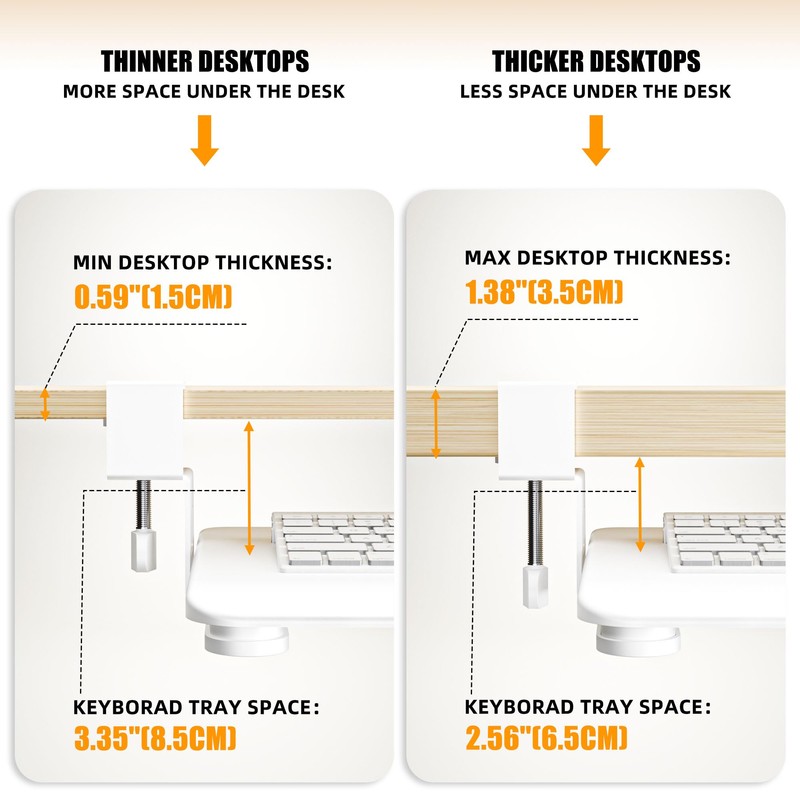 Keyboard Tray Under Desk, Pull Out Keyboard Tray with C