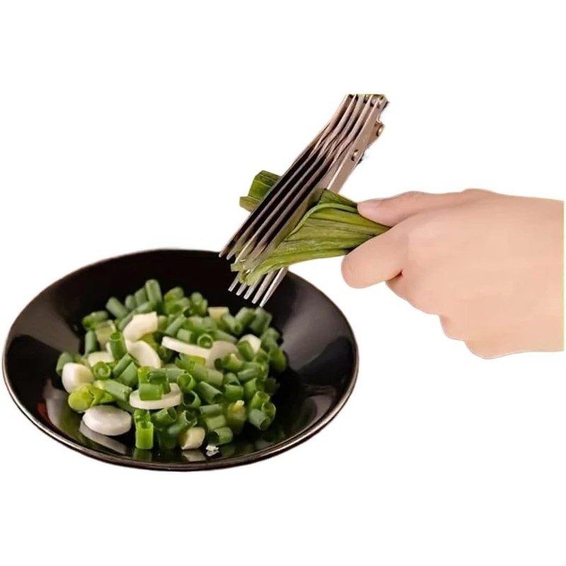 5-Blade Stainless Steel Herb Scissors for Kitchen Food Prep –