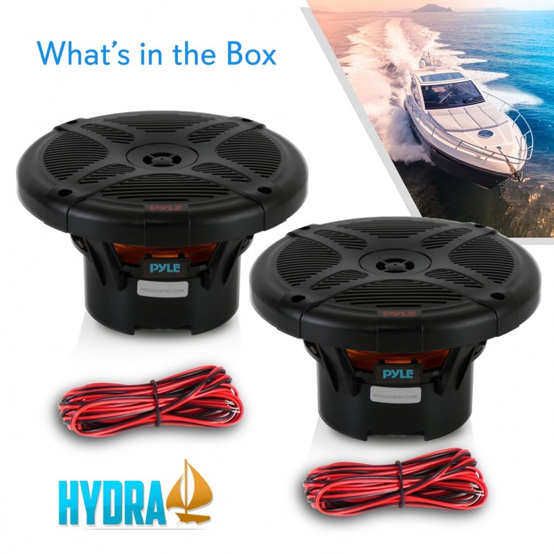 Pyle Dual 6.5’’ Water-Resistant Marine Speakers with Wireless RF Streaming